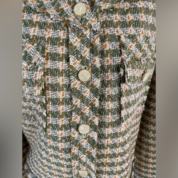 POL Tweed Jacket Blazer Lined Button Front Closure Raw edge detailing Size L - Picture 6 of 12